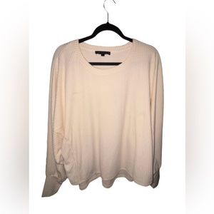 Cream long sleeve ribbed shirt